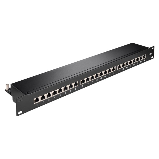 GOOBAY patch panel 90854, 19"/1U, 24x ports, CAT 6a STP, μαύρο