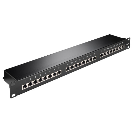 GOOBAY patch panel 93048 19"/1U, 24x ports, CAT 6 STP, μαύρο