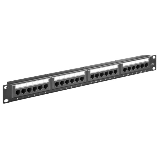 GOOBAY patch panel 93866 19"/1U, 24x ports, CAT 6 UTP, μαύρο