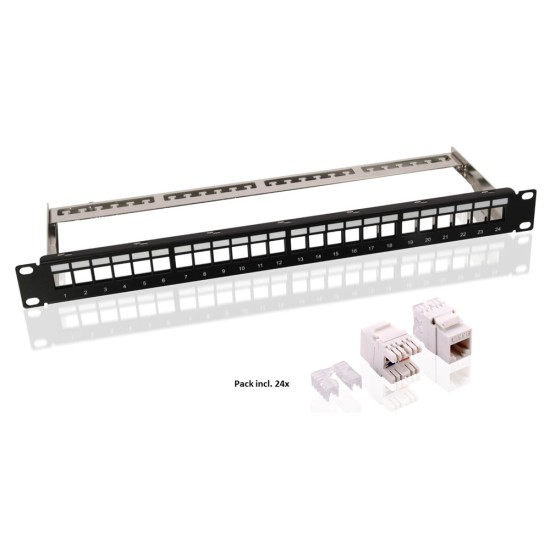 GOOBAY Keystone patch panel 95336 με 24 modules, 19"/1U, 24 ports, μαύρο