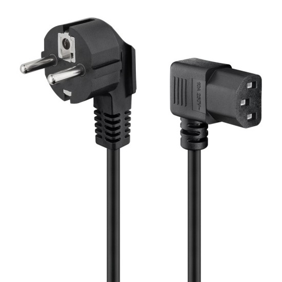 POWERTECH καλώδιο τροφοδοσίας για Η/Υ CAB-P015, 90°, 3 Pin, 1.5m, μαύρο