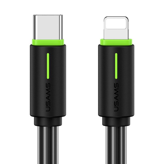 USAMS καλώδιο Lightning σε USB-C US-SJ735, 30W, 480Mbps, 1m, μαύρο